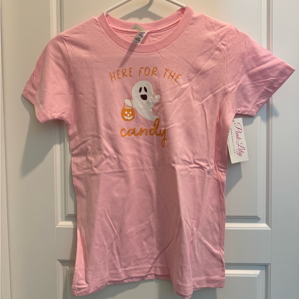 Here For The Candy Halloween Cute Pink T-Shirt Pink Lilly  Size Medium 10 12